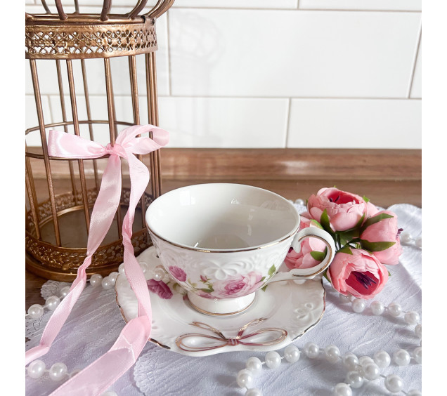 2335 Чашка з блюдцем Бант (240мл, бл.15см) - фото 1