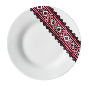 30000-004 Тарілка 7' Вишиванка червоне та чорне - фото