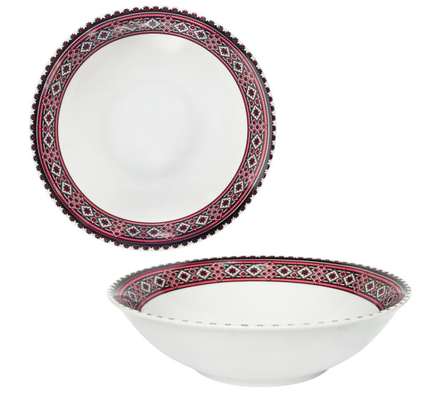 30006-004 Салатник 8' Вишиванка червоне та чорне - фото