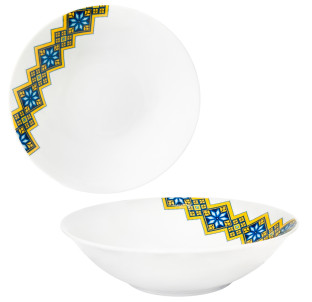 30007-006 Салатник 9'  Вишиванка жовто-блакитний ромб - фото