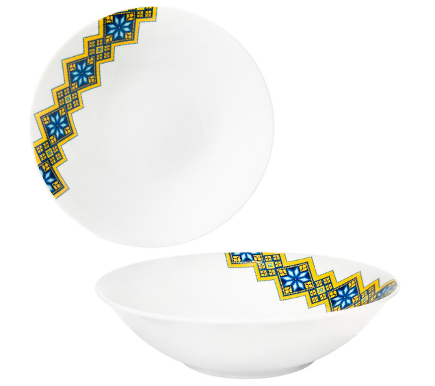 30007-006 Салатник 9'  Вишиванка жовто-блакитний ромб - фото