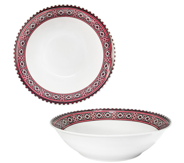 30007-004 Салатник 9' Вишиванка червоне та чорне - фото