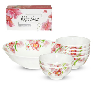 30056-001 Набір салатників 7шт(1шт-8', 6шт- 4,5') Орхідея - фото