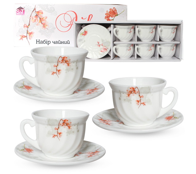 30055-16003 Набір чайний 12пр. Айва оранж (190мл) - фото