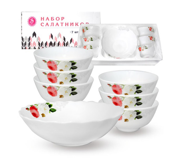 30056-203 Набір салатників 7шт(1шт-8', 6шт- 4,5') Троянда-Бутік - фото