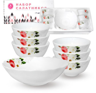 30056-203/1 Набір салатників 7шт(1шт-8', 6шт- 4,5') Троянда-Бутік - фото