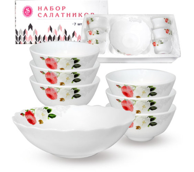 30056-203/1 Набір салатників 7шт(1шт-8', 6шт- 4,5') Троянда-Бутік - фото