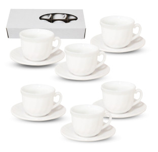 30082-00 Набір кавовий 85мл Білий (чашка 100мл, блюдце 11см) D1 - фото