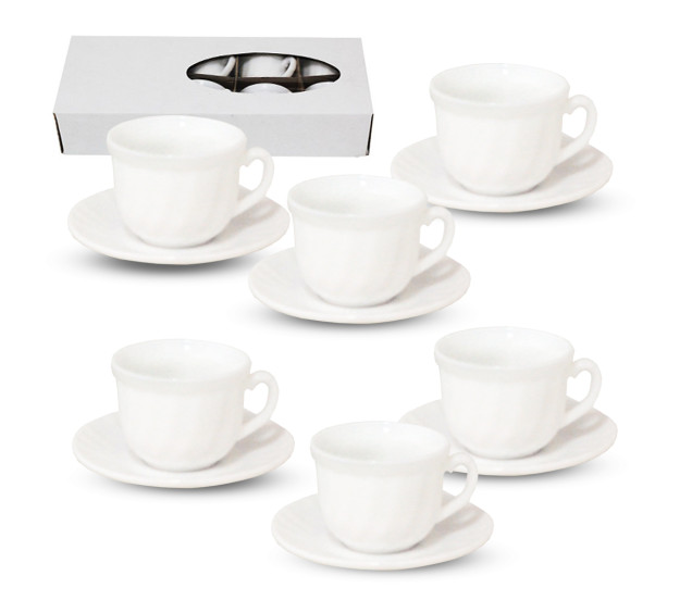 30082-00 Набір кавовий 85мл Білий (чашка 100мл, блюдце 11см) D1 - фото