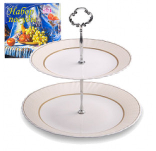 30090-140/У Цукерниця 2-х ярусна (8,5'/10.5') Золота класика (універсальна коробка) - фото