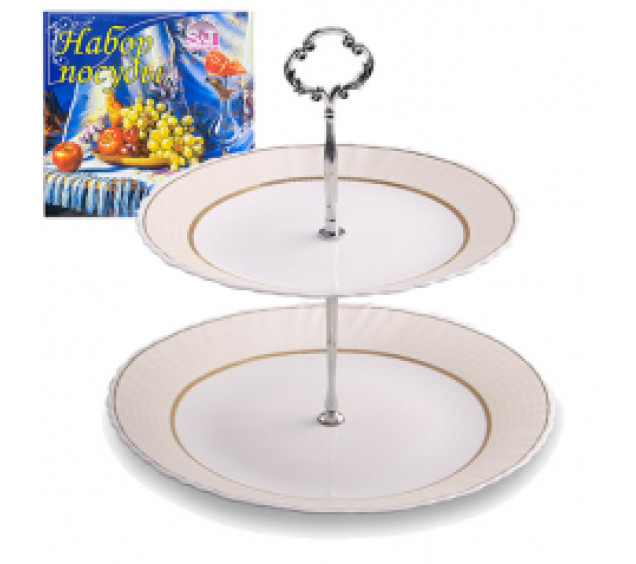 30090-140/У Цукерниця 2-х ярусна (8,5'/10.5') Золота класика (універсальна коробка) - фото