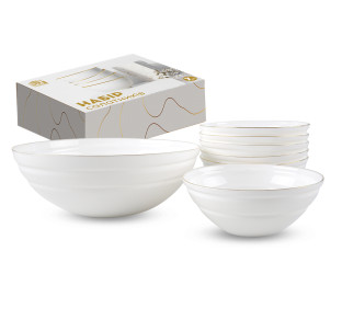 30098-04 Набір салатників 7шт, золотий кант (1-1,5 л,6-400мл) - фото