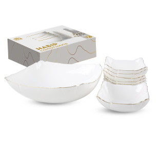 30098-05 Набір салатників 7шт, золотий кант (1-1,5л ,6-200 мл) - фото