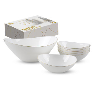 30098-06 Набір салатників 7шт, золотий кант (1-1,8л, 6- 400 мл) - фото