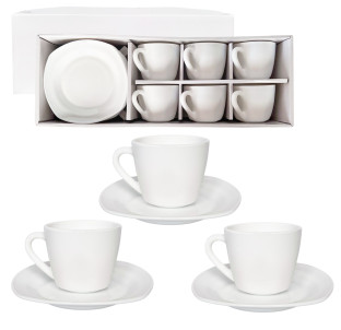 30123-03 Набір чайний квадрат білий чашка 220мл,блюдце 15см - фото