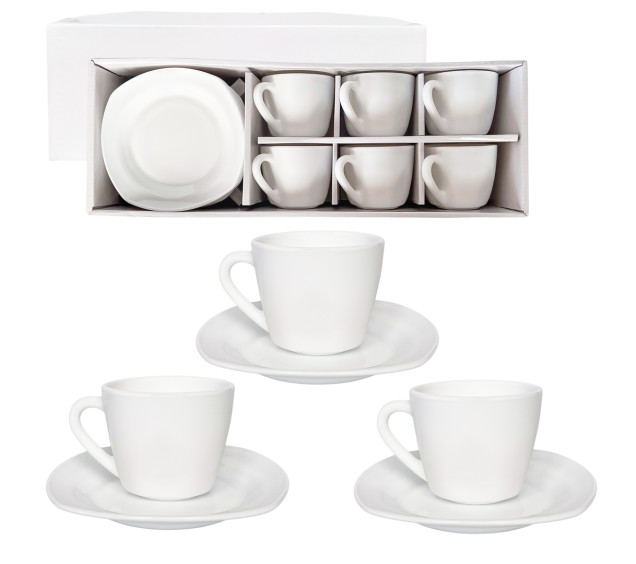 30123-03 Набір чайний квадрат білий чашка 220мл,блюдце 15см - фото