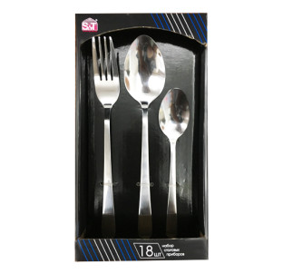 30502-1 Набір столових приборів 18шт (6 виделок, 6 ложок, 6 десертних ложок) Family-1 - фото