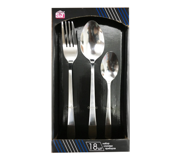 30502-1 Набір столових приборів 18шт (6 виделок, 6 ложок, 6 десертних ложок) Family-1 - фото