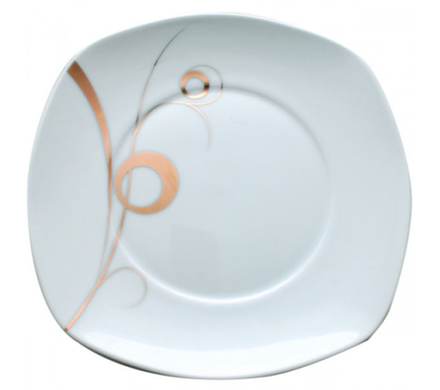 30800-G11 Тарілка 8' квадрат Золотий завиток - фото