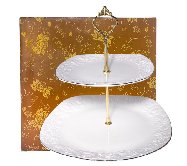 30848 Цукерниця 2ярусна 26,7*19см Біла ніч - фото