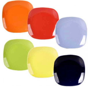 3112-2 Тарілка квадрат 7,5" 6кольорів Мікс - фото