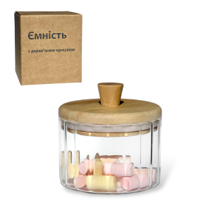 32254 Ємність з дерев'яною кришкою 300 мл - фото