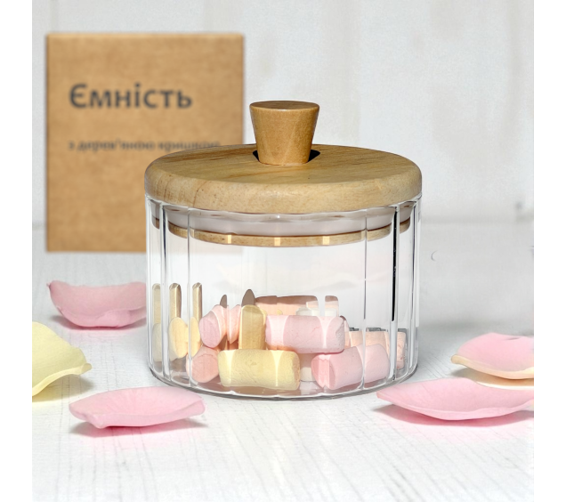 32254 Ємність з дерев'яною кришкою 300 мл - фото 1