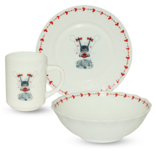 515-02/У Набір дитячий 3пр. Дівчина (тарілка-7', миска 6', чашка-230мл) (без упаковки) - фото