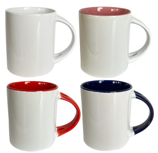 3575-14 Чашка (1) кольоровий обідок 320мл варіант Мікс - фото