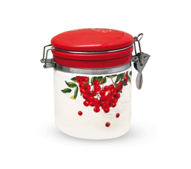 630-14/1 Ємність для сипучих продуктів 0,5л "Калина червона" (h-10см, d-9,5см)(без подарункової  уп) - фото