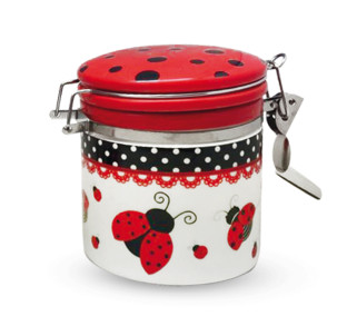 630-17/1 Ємність для сипучих продуктів 0,5л "Божа корівка"(h-10см, d-9,5см)(без подарунков упаковки) - фото