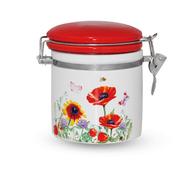 630-5/1 Ємність для сипучих продуктів 0,5л "Польовий мак"(h-10см, d-10см)(без подарункової упаковки) - фото