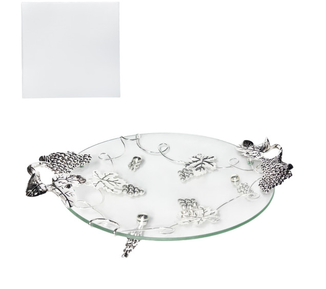 37202 Блюдо кругле декор Виноград (34*30*8см) - фото