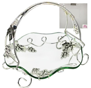 37218 Цукерниця з ручкою декор Виноград (18,5*18,5*17см) - фото