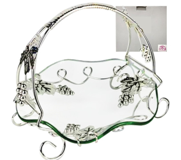 37218 Цукерниця з ручкою декор Виноград (18,5*18,5*17см) - фото