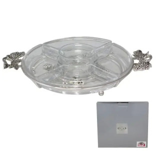 37235 Менажниця 4-х секційна на метал.підставці декор (д-33см) - фото