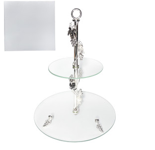 37239 Фруктовниця 2х яр.кругла декор Виноград(30*20*39см) - фото