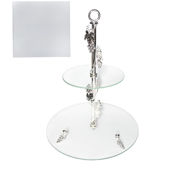 37239 Фруктовниця 2х яр.кругла декор Виноград(30*20*39см) - фото