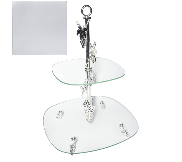 37240 Фруктовниця 2х яр. квадрат декор Виноград (30*20см) - фото