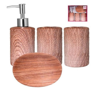 888-06-028 Набір 4пр Вільха (мильниця, підставка для зубних щіток,стакан, діспенсер для мила) - фото