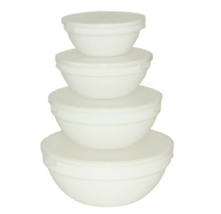 40010-04-05/У Набір салатників з кришкою 4шт (4,2', 5', 6',7') білий (тех тара) - фото