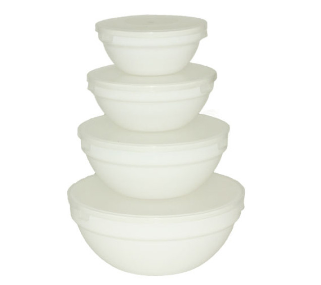 40010-04-05/У Набір салатників з кришкою 4шт (4,2', 5', 6',7') білий (тех тара) - фото