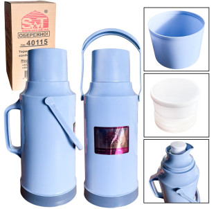 40115-2 Термос зі скляною колбою 3,2 л Блакитний - фото