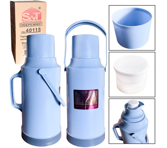 40115-2 Термос зі скляною колбою 3,2 л Блакитний - фото