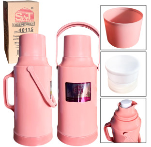 40115-3 Термос зі скляною колбою 3,2 л Рожевий - фото