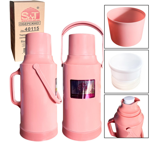 40115-3 Термос зі скляною колбою 3,2 л Рожевий - фото