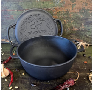 Т403СР  Котелок чавунний 5 л з кришкою-сковородою - фото