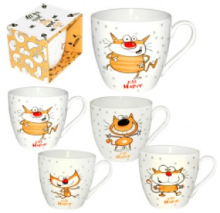 4160-27 Чашка Happy Cat в подар.упаковці 450мл (24) - фото