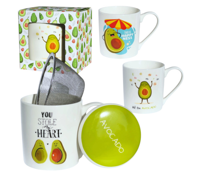 4160-59 Чашка Заварник 360 мл АВОКАДО з металевим ситом та кришкою - фото