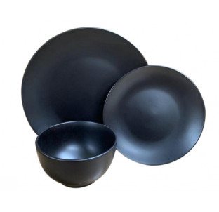427-00 Набір обідній 12пр. Black (тарілка-25см, тарілка-20см, миска-780мл) (варіант) - фото